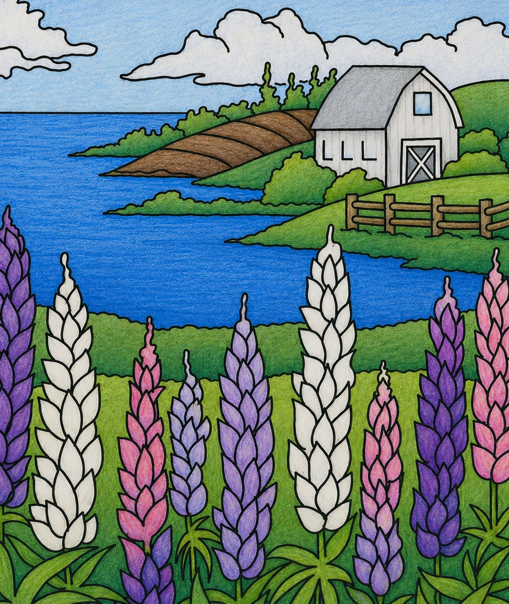 Bloomin Lupins 14 x 18 inches