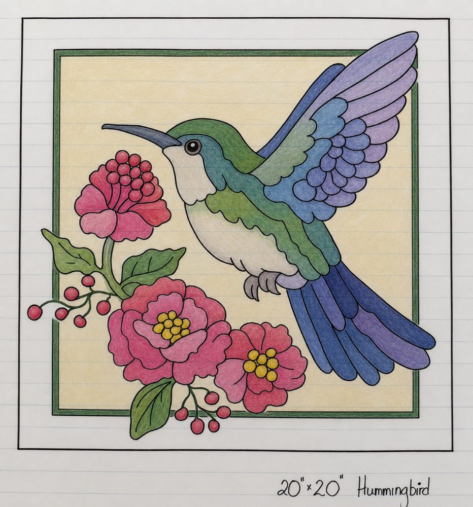 Hummingbird - 20 x 20 inches