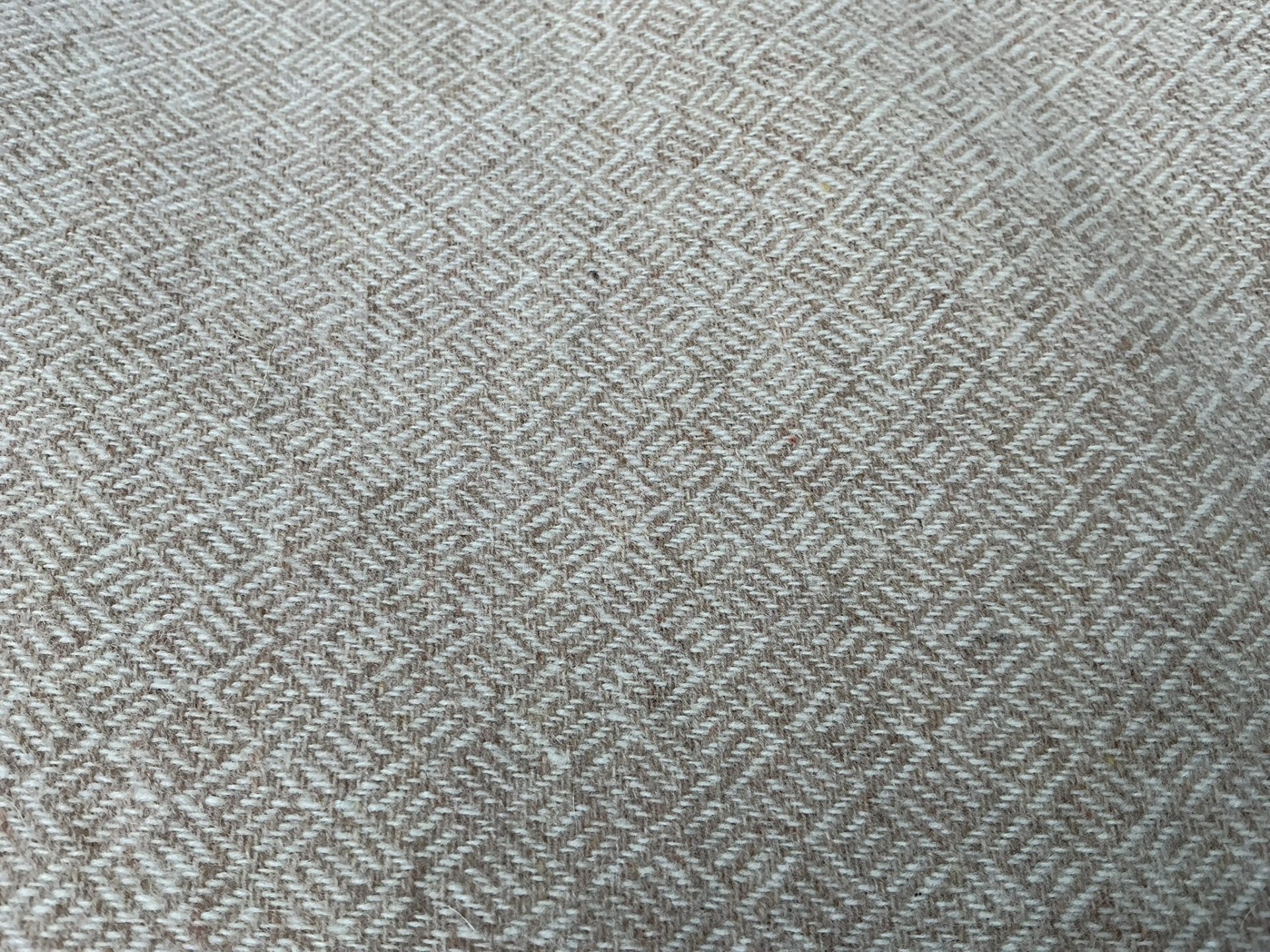 Brown & White Geometric 100% Wool Fabric