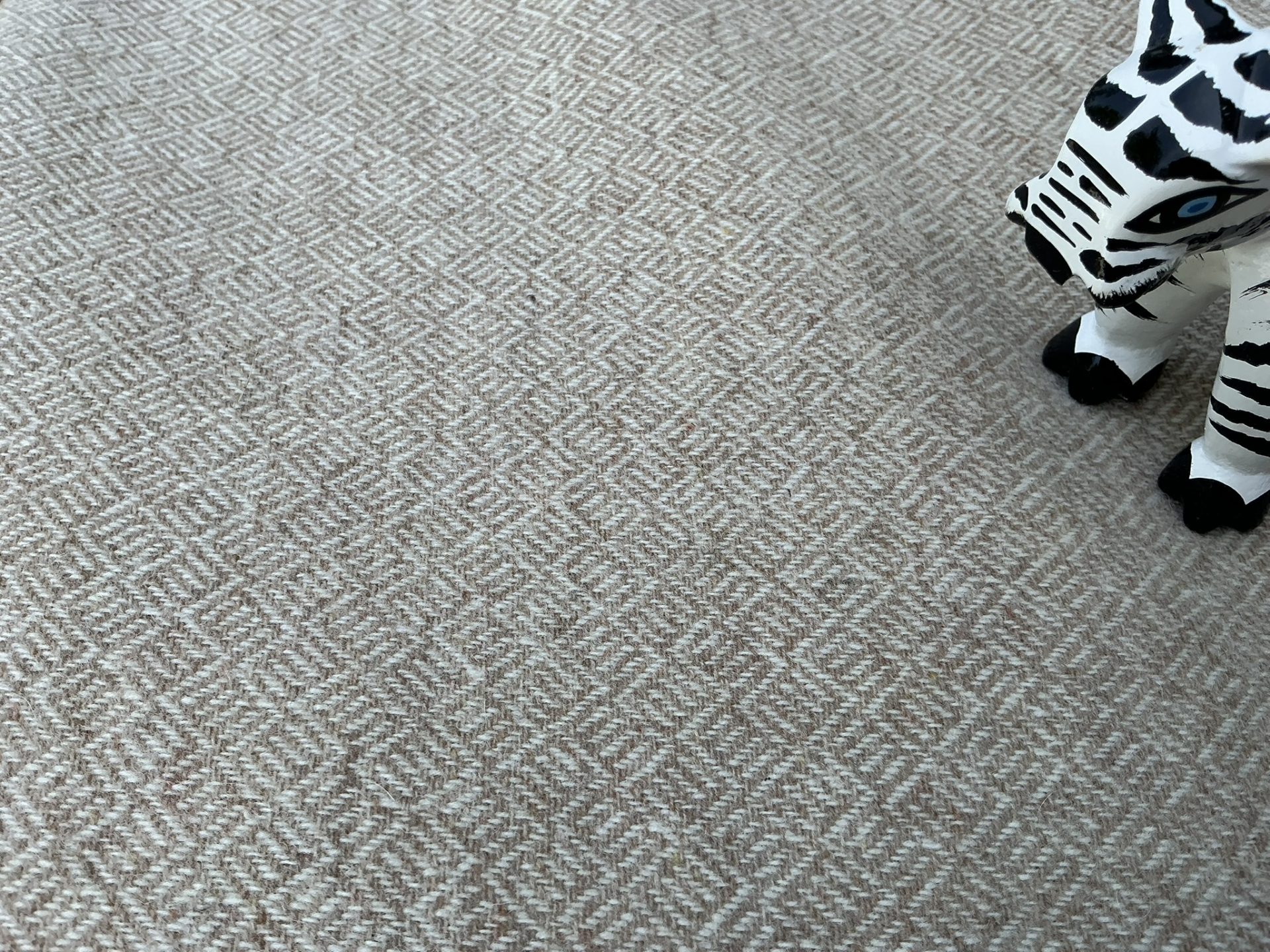 Brown & White Geometric 100% Wool Fabric - Image 2